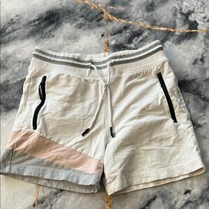 White and Pink Casual Shorts
